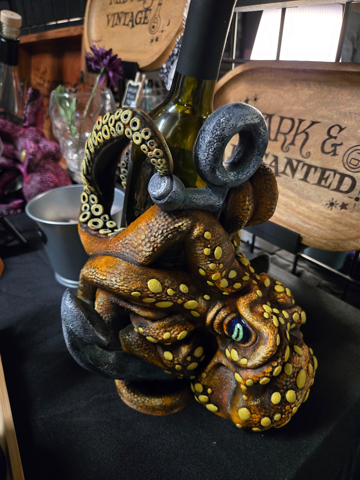 Spotted Octopus With Anchor Wine Bottle Holder Oil and Vinegar Bottle Holder Vase Holder